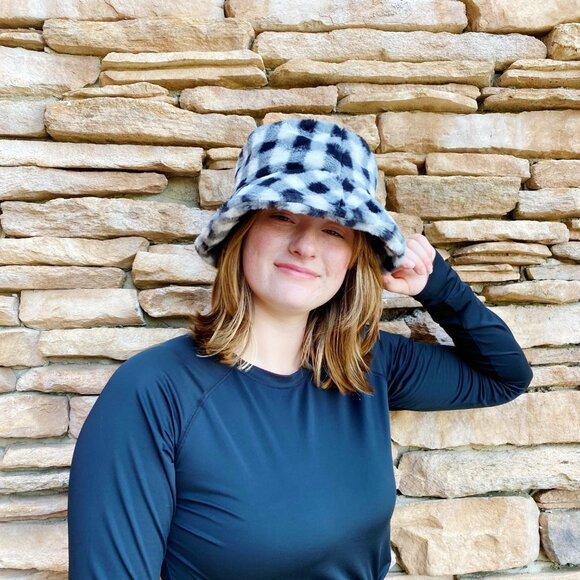 Super Cozy Checkered Bucket Hat - Black - Picture 5 of 7